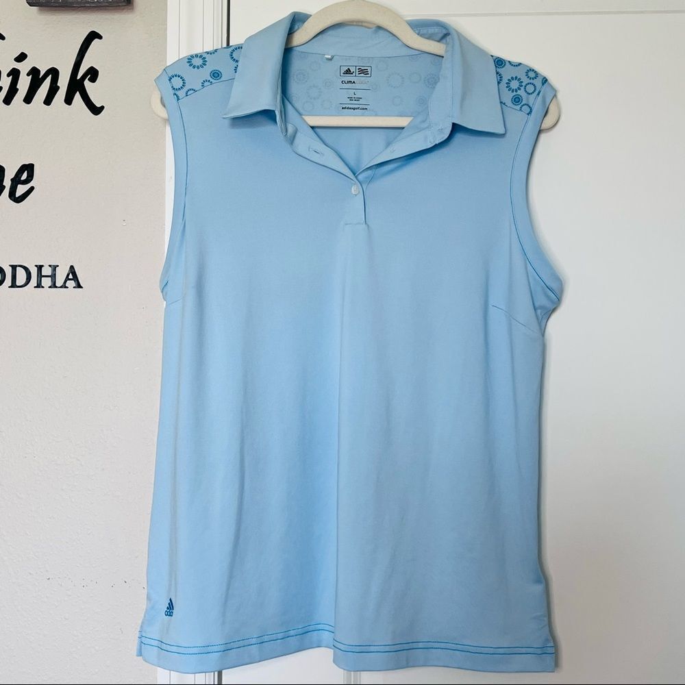 Baby Blue Adidas Clima Cool Golf Shirt
